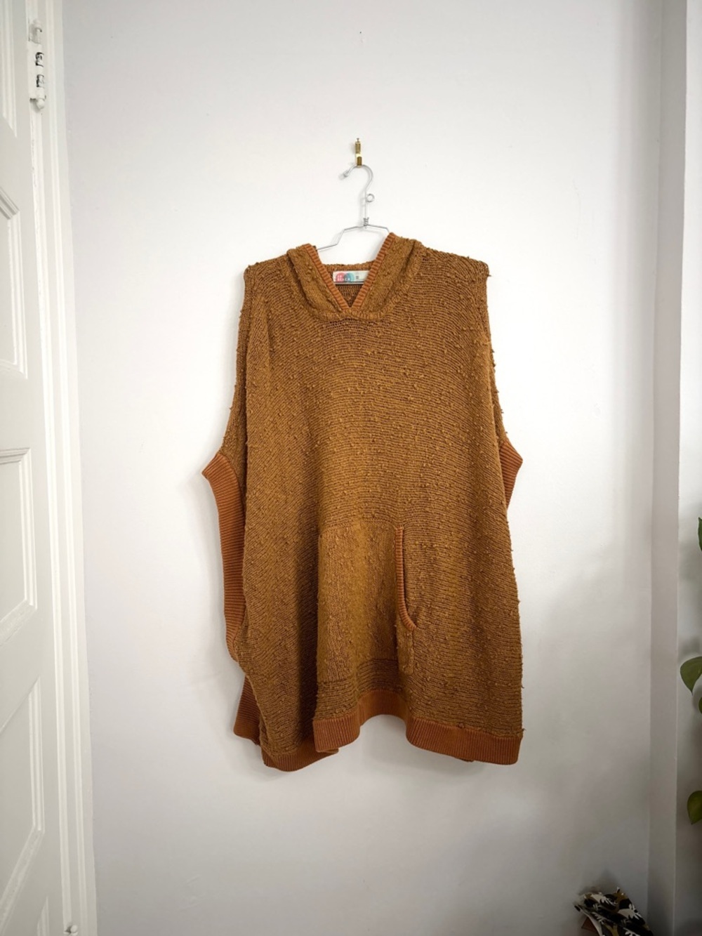 EUC Free People Chunky Knit Hooded Beach Easy Breezy Rust Poncho Sweater XS/S - Picture 3 of 11